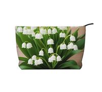 Trousse de maquillage Lilies of The Valley en velours côtelé, élégante et durable, portable et légère, Noir , Taille unique