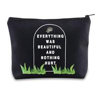 Trousse de maquillage littéraire cadeau pour amateur de livres « Everything was Beautiful and Nothing Hurt Book Citation » Cadeau littéraire Sac à fermeture éclair, Everything Was UK