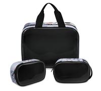 Trousse de maquillage Love Cat Girl pour homme et femme, motif chat mignon, trousse de toilette translucide, trousse de douche, 3 pièces, articles de toilette de voyage, organisateur de cosmétiques,