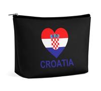 Trousse de Maquillage Love Croatia, Trousse de Voyage Portable, Grande Pochette zippée, Sac de Rangement en Cuir PU, Trousse de Toilette