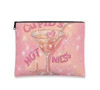 Trousse de maquillage Love God'S Hot Mess avec cœur de pêche étincelant pour femme, sac de voyage portable à fermeture éclair, organisateur de toilette de Saint-Valentin, pêche, 7x9 Inch, Cœur