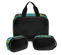 Trousse de maquillage Love Rainbow Frogs pour homme et femme, trousse de toilette translucide, trousse de toilette, trousse de douche, 3 pièces, articles de toilette de voyage, couleur, XL, Trousse de