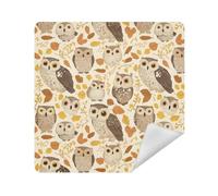 Trousse de maquillage magique pour objectif d'appareil photo 35 x 35 cm pour femme, Safari Hiboux personnalisés Automne, 17.7x17.7in