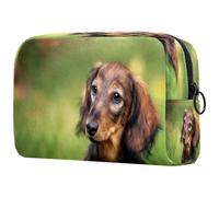 Trousse de maquillage marron avec motif yeux tristes pour femme, trousse de toilette de voyage, grande pochette de maquillage pratique avec fermeture éclair, multicolore, 18.5x7.5x13cm/7.3x3x5.1in,