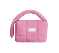 Trousse de maquillage matelassée avec poignée - Spacieuse - En nylon - Organisée pour femmes et filles - Trousse de maquillage zippée avec poignée, Rouge, Beauté de masse