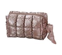 Trousse de maquillage matelassée de grande capacité pour femmes et filles, trousse de rangement de voyage, trousse de toilette organisée, marron, Beauté de masse