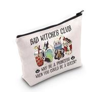Trousse de maquillage méchante reine méchante cadeau pour femme sorcière Ursula maléfique Mauvaise sorcière Club Café Sac à fermeture éclair, Bad Witches Club-py2, MB
