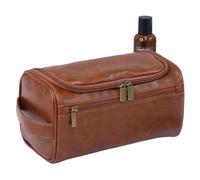 Trousse de Maquillage Men Vintage Luxury Toiletry Bag Travel Necessary Business Cosmetic Makeup Cases Male Hanging Storage Organizer Wash Bags pour Femme(Brown-PU)