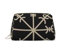 Trousse de maquillage mexicaine imprimée tête de mort pour femme portable en cuir avec fermeture éclair dorée, Magical Design Boussole avec runes nordiques, One Size, Trousse de maquillage