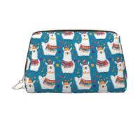 Trousse de maquillage mignonne avec imprimé alpaga de dessin animé, trousse de toilette de voyage pour femme, grande capacité, trousse de maquillage en cuir, trousse de maquillage, jolie pochette de