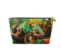 Trousse de maquillage mignonne avec imprimé caméléon, trousse de maquillage pour sac à main, trousse de beauté étanche pour femmes et filles, Argenté., Taille unique, Trousse de beauté