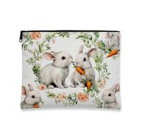 Trousse de maquillage mignonne en forme de lapin, pochette cosmétique pour femme, petite pochette portable en toile avec fermeture éclair, parfaite pour les voyages ou un usage quotidien, idée cadeau
