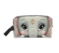 Trousse de maquillage mignonne en forme d'éléphant pour femme, trousse de maquillage à motif de feuilles florales ethniques, trousse de toilette portable, pochette de rangement, accessoires de voyage,