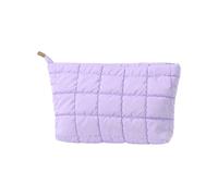 Trousse de maquillage moderne matelassée, multi-usages, sac portable pour cosmétiques, surfaces texturées à la mode, robustes en polyuréthane, violet, Taille unique