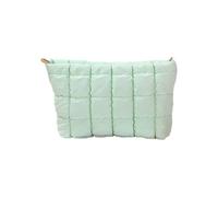 Trousse de maquillage moderne matelassée, multi-usages, sac portable pour cosmétiques, surfaces texturées à la mode, robustes en polyuréthane, vert clair, Taille unique