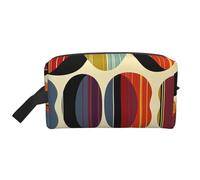 Trousse de maquillage moderne rétro du milieu du siècle avec poignée - Légère et compacte - Rangement pour maquillage, articles de toilette et gadgets - Organiseur de maquillage pour voyage, école