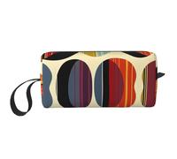 Trousse de maquillage moderne rétro du milieu du siècle avec poignée - Légère et portable - Pour voyage, salle de sport et utilisation quotidienne - Cadeau pour femmes et filles, blanc, Taille unique