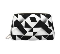 Trousse de maquillage monochrome avec imprimé zigzag pour un usage quotidien et voyage d'affaires, Pied de poule monochrome, One Size, Classique
