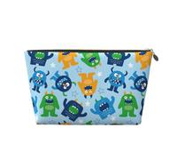 Trousse de maquillage monstre de dessin animé, trousse de toilette de voyage, trousse de maquillage pour femme, trousse de maquillage en cuir, jolie pochette de maquillage, doré, One Size