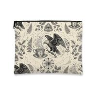 Trousse de maquillage motif aigle mystique occulte 17,8 x 22,9 cm | Thème occulte, pochette de maquillage zippée, motif botanique, motifs célestes, fermeture éclair, organisation portable