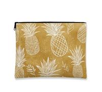 Trousse de maquillage motif ananas tropical, pochette de voyage de style vintage pour femme, organiseur portable en toile avec fermeture éclair, trousse de toilette d'été, jaune, 7x9 Inch, Ananas