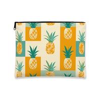 Trousse de maquillage motif ananas tropical, trousse de maquillage de style vintage pour femme, organiseur portable en toile avec fermeture éclair, trousse de toilette de voyage d'été, jaune, 7x9 Inch