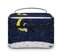 Trousse de Maquillage Motif Astronaute Lunaire pour Femme, Trousse de Voyage, Grande Trousse de Toilette étanche avec poignée, Organiseur de cosmétiques, boîte de Maquillage Portable pour fête de ma