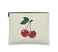 Trousse de maquillage motif cerises rétro pour femme, petite pochette portable en toile à fermeture éclair, cadeau de festival, organisateur de produits de toilette, crème, 7x9 Inch, Cerises