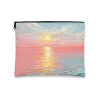 Trousse de maquillage motif coucher de soleil, reflet de l'océan, pochette de voyage imperméable pour femme, pochette portable à fermeture éclair, cadeau de vacances à la plage, trousse de toilette