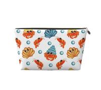 Trousse de maquillage motif crabe l'ermite et pétoncles, trousse à cosmétiques, trousse de toilette de voyage, trousse de maquillage pour femme, organisateur de trousse de maquillage en cuir, jolie
