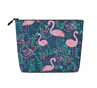 Trousse de maquillage motif cygne floral de grande capacité, faux chanvre, étui portable à fermeture éclair, résistant à l'eau