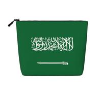 Trousse de maquillage motif drapeau de l'Arabie saoudite en faux chanvre pour femme 100 % polyester, imperméable, grande capacité, parfaite pour les voyages et un usage quotidien