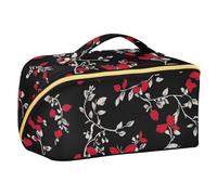 Trousse de maquillage motif fée papillon rouge noir avec séparateurs Essentiels Trousse de maquillage avec poignée Accessoires de voyage