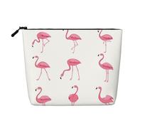 Trousse de maquillage - Motif floral - Faux chanvre - Organiseur de toilette de voyage pour plusieurs utilisations - Rangement quotidien, Flamants roses sur blanc, Taille unique