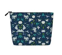 Trousse de maquillage - Motif floral - Faux chanvre - Organiseur de toilette de voyage pour plusieurs utilisations - Rangement quotidien, Herbe et colombe, Taille unique