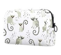 Trousse de maquillage motif lémurien Afrique Madagascar pour femme, trousse de toilette de voyage, grande pochette de maquillage pratique avec fermeture éclair, multicolore, 18.5x7.5x13cm/7.3x3x5.1in,