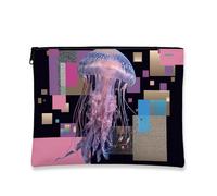 Trousse de maquillage motif méduse de rêve, pochette de voyage pour femme, petite trousse de toilette élégante à fermeture éclair, cadeau essentiel pour la plage, pêche, 7x9 Inch, Méduse
