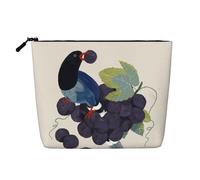 Trousse de Maquillage Motif Oiseaux mangeurs de Raisins, Grande capacité de Voyage pour Femme, Trousse de Maquillage Portable à Fermeture éclair, imperméable et Imitation Chanvre monocouche