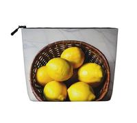 Trousse de maquillage - Motif papillon violet imprimé faux chanvre organisateur de toilette de voyage, un paquet pour plusieurs utilisations, rangement quotidien, Un panier de citrons, Taille unique