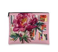 Trousse de maquillage motif pivoine, pêche florale artistique, pochette de voyage pour femme, organiseur portable en toile avec fermeture éclair, parfaite pour les festivals de printemps et les