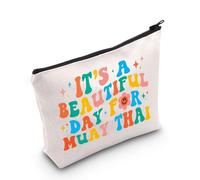 Trousse de maquillage Muay Thai Lover Arts martiaux Cadeau de boxe thaïlandaise C'est une belle journée pour le Muay Thai Cosmetic Bag, Muay Thai Royaume-Uni, 0