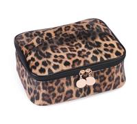 Trousse de maquillage multifonction avec imprimé léopard, en polyuréthane imperméable, grande capacité, adaptée pour divers scénarios tels que les voyages, le bureau et le camping
