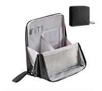 Trousse de maquillage multifonction en tissu Oxford avec espace pour pinceaux et miroir, organiseur de maquillage de voyage, trousse de toilette portable et étanche, Noir , 1pcs