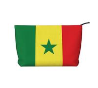 Trousse de maquillage multifonction en velours côtelé avec fermeture éclair Motif drapeau du Sénégal 22 x 7 x 17 cm pour voyage, camping, vacances, fitness, Noir , Taille unique
