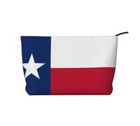 Trousse de maquillage multifonction en velours côtelé avec fermeture éclair Motif drapeau du Texas 22 x 7 x 17 cm pour voyage, camping, vacances, fitness, Noir , Taille unique