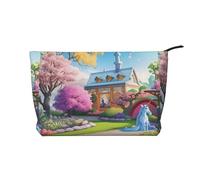 Trousse de maquillage multifonction en velours côtelé avec fermeture éclair - Motif licorne - 22 x 7 x 17 cm - Pour voyage, camping, vacances, fitness, Noir , Taille unique