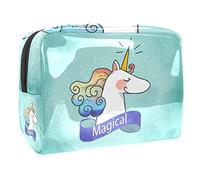 Trousse de maquillage mystérieuse silhouette licorne violette avec fermeture éclair pour femmes et filles, Multicolore 10., 18.5x7.5x13cm/7.3x3x5.1in, Trousse de beauté