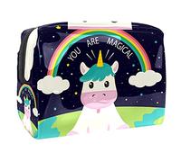 Trousse de maquillage mystérieuse silhouette licorne violette avec fermeture éclair pour femmes et filles, Multicolore 05, 18.5x7.5x13cm/7.3x3x5.1in, Trousse de beauté
