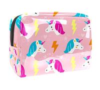 Trousse de maquillage mystérieuse silhouette licorne violette avec fermeture éclair pour femmes et filles, Multicolore 02, 18.5x7.5x13cm/7.3x3x5.1in, Trousse de beauté