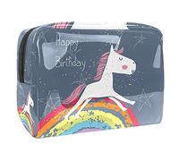 Trousse de maquillage mystérieuse silhouette licorne violette avec fermeture éclair pour femmes et filles, Multicolore 09, 18.5x7.5x13cm/7.3x3x5.1in, Trousse de beauté